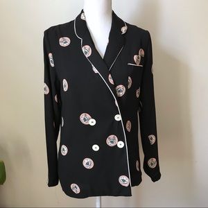 Topshop Double Brested Print Jacket